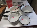 5 Piece Enamel 2 Small Pots, 1 Med Pot, 1 Large Pot,