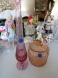 Pink Depression Glass Jar and Flower Vase
