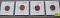 (4) 1974-P Lincoln Memorial Cents