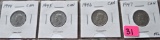 1944, 1945, 1946, 1947 Canadian Nickels