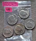 (5) AU+ Kennedy Half Dollars