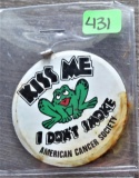 Kiss Me I Don't Smoke American Cancer Society Pin