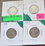 4 Buffalo Nickels