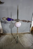 Lightning Rod with Purple Globe with Aron Arrow Kite Tail Blue Glass