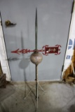 Lightning Rod with Iron Arrow with Red Fancy Glass