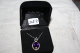 Sterling Silver and Large Purple Amethyst Jewel Necklace