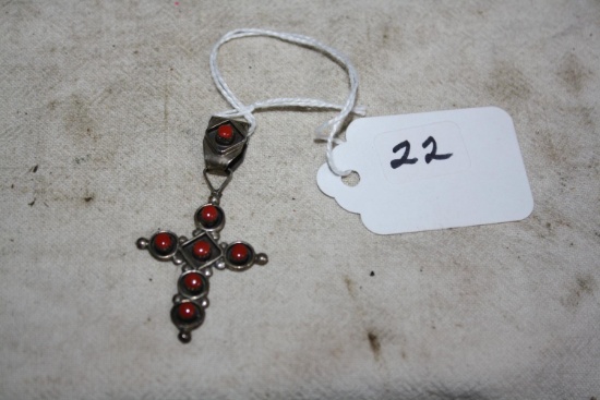 Southwest Coral Sterling Cross