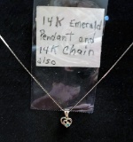 14K YG Emerald Pendant 14K Chain