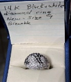 14K WG Black & White Diamond Ring Size 7