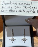 14K Rose & White Gold Folling Star Earrings
