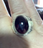 Lab Create Garnet Ring Silver