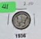 1936 Mercury Dime