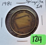 1981 Springville, Iowa Centennial Medal