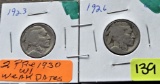 1923, 1926 Buffalo Nickels