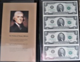 The Wisdom of Thomas Jefferson Sheet of $2 Bills