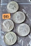 (5) 40% Silver Kennedy Half Dollars