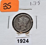 1924 Mercury Dime