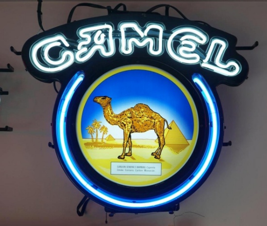 Camel Cigarette Round Sign with Neon