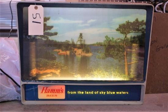 Hamm's Beer lighted sign with optical moving water effect