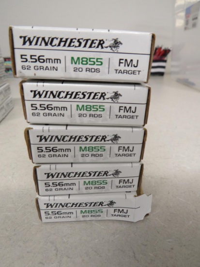 5 boxes of 20 rounds Winchester 5.56 mm M855