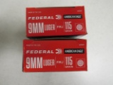 2 50 round boxes of Federal 9 MM Luger