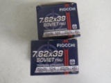 2 20 Round boxes Fiocchi 7.62x39 Soviet FMJ