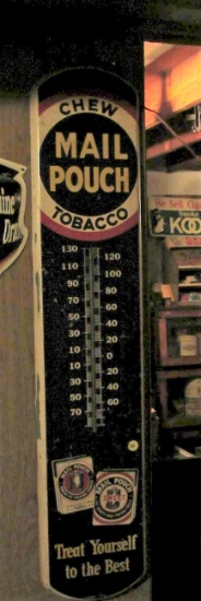 Mail Pouch tobacco metal advertising thermometer