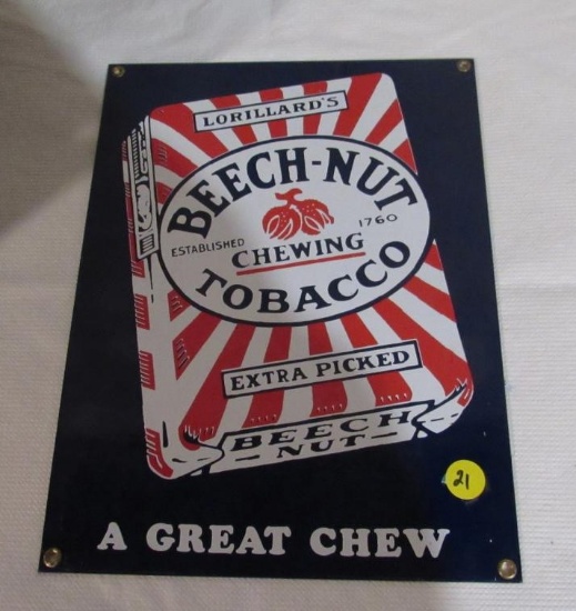 Beechnut chewing tobacco porcelain sign