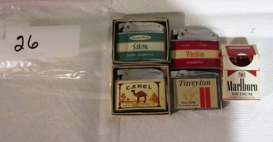 4 advertising lighters / 1 Marlboro matcher