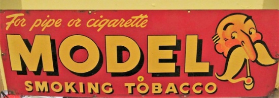 Model smoking tobacco metal sign