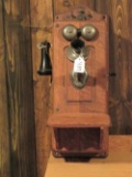 Antique wood wall telephone
