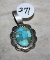 925 Sterling Inlay Silver 4 Color Turquoise Pendant R Half Moon Signed