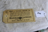 1932 Railway Agency Express Military Tag