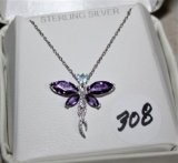 Sterling Silver Dragon Fly Necklace Pendant