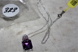 Sterling Necklace with Purple Large Almandine