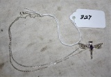 Sterling Necklace Dragonfly Purple Jewel