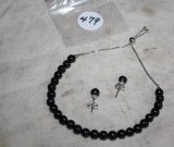 Sterling and Onyx Bracelet and Earrings
