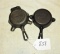 2 cast iron skillet ashtrays