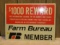 $1000 Reward Farm Bureau metal sign