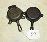 2 cast iron skillet ashtrays