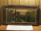 antique framed picture - tigerwood frame