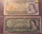 2 Canadian One Dollar Bank Notes
