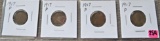 4 Lincoln Wheat Cents 1917-P