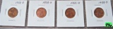 4 Lincoln Wheat Cents 1958-D