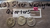 (3) Silver Washington Quarters