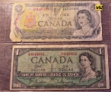 2 Canadian One Dollar Bank Notes