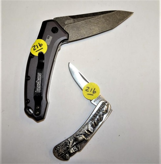 Sharp Pheasants on Handle 2" Blade & Kershaw 3" Blade Folding Knives
