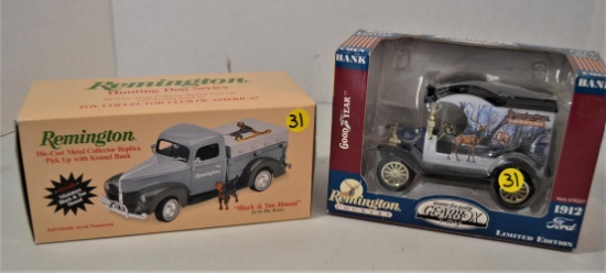 2 Remington diecast auto banks W/ box