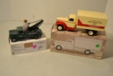 Ertl diecast Chevy tow truck & Liberty diecast 1942 Chevy bank W/boxes