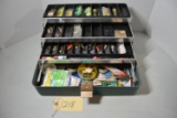 Fishing tackle box with assorted fishing gear